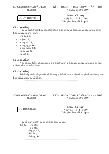 Kì thi   kĩ thuật lớp 9 thành phố năm học 2008-2009 môn : cắt may