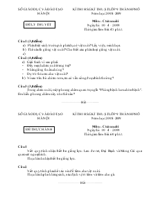 Kì thi  kĩ thuật lớp 9 thành phố năm học 2008-2009 môn : chăn nuôi