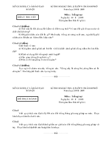 Kì thi  kĩ thuật lớp 9 thành phố năm học 2008-2009 môn : trồng trọt