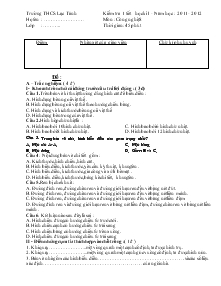Kiểm tra 1 tiết học kì I - Năm học: 2011 - 2012 môn: Công nghệ 8 trường THCS Lạc Tánh