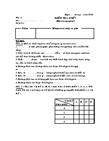 Kiểm tra 1 tiết môn Công nghệ 8