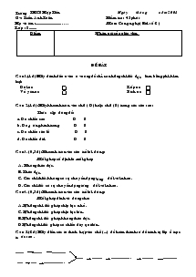 Kiểm tra 45 phút môn: Công nghệ (bài số 2) - Trường THCS Hợp Tiến