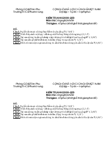 Kiểm tra học kì I 2008-2009 môn thi:công nghệ khối 9 thời gian: 45 phút