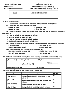 Kiểm tra học kì II môn: công nghệ 9 (năm học: 2009-2010) thời gian: 45 phút (không kể thời gian phát đề)