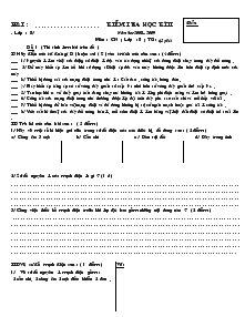 Kiểm tra học kì II năm học 2008 – 2009 môn Công nghệ 8