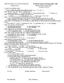 Kiểm tra học kì II năm học 2008– 2009 môn Công nghệ lớp 8 - Trường THCS Nguyễn Thành Hãn