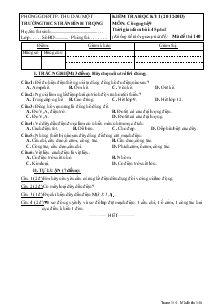 Kiểm tra học kỳ 1 (2012-2013) môn: công nghệ 9 thời gian làm bài: 45 phút