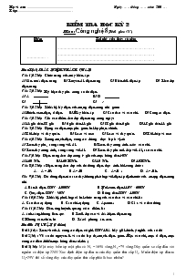 Kiểm tra học kỳ 2 môn: Công nghệ 8