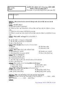 Kiểm tra học kỳ I năm học 2009 - 2010 môn Công nghệ lớp 8