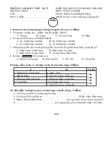 Kiểm tra học kỳ II năm học 2008-2009 môn: Công nghệ 8 - Phần trắc nghiệm