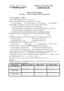 Kiểm tra khảo sát chất lượng đầu năm năm học: 2013- 2014 môn: Công nghệ 8