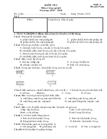 Kiểm tra môn: Công nghệ 8 năm học 2013 – 2014