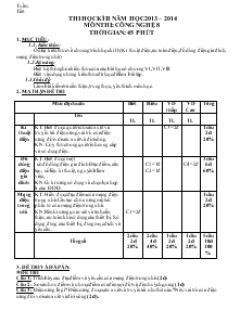 Thi học kì II năm học 2013 – 2014 môn thi: Công nghệ 8