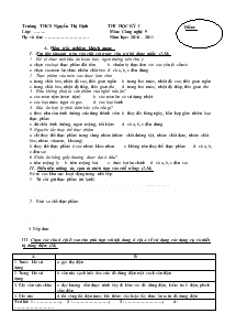 Thi học kỳ I môn: công nghệ 9 năm học: 2010 – 2011