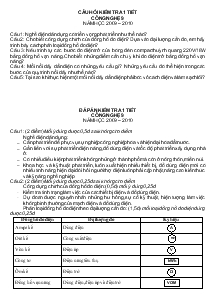 Câu hỏi kiểm tra 1 tiết công nghệ 9 năm học 2009 – 2010