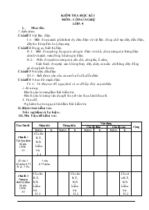 Đề 1 Kiểm tra học kì 1 môn : công nghệ lớp: 9