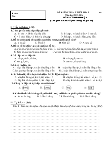 Đề kiểm tra 1 tiết học kì I đề 1 năm học 2013 - 2014 môn : công nghệ 9 (thời gian làm bài 45 phút không kể giao đề)