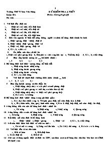 Đề kiểm tra 1 tiết môn: Công nghệ 8 trường THCS Phan Văn Hùng