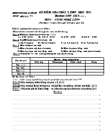 Đề kiểm tra chất lượng học kỳ 1 năm học:2009 - 2010 môn : công nghệ lớp 9