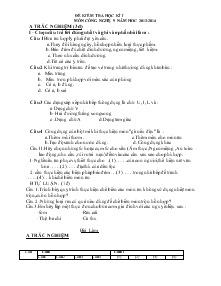 Đề kiểm tra học kì I môn công nghệ 9 năm hoc 2013-2014