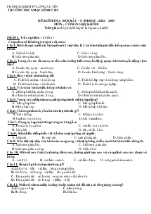 Đề kiểm tra học kì I - Năm học 2012 – 2013 môn: Công nghệ khối 8 trường THCS Mạc Đĩnh Chi