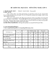 Đề kiểm tra học kì II môn Công nghệ lớp 8