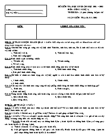 Đề kiểm tra học kỳ I môn Công nghệ 8 - Năm học: 2004 -  2005