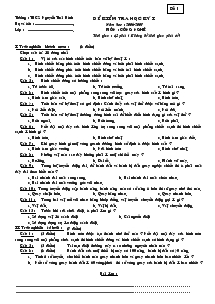 Đề kiểm tra học kỳ I môn Công nghệ 8 - Năm học: 2006 - 2007 - Đề 1 - Trường THCS Nguyễn Thái Bình