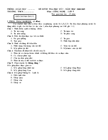 Đề kiểm tra học kỳ I năm học 2008 - 2009 môn: Công nghệ lớp 9