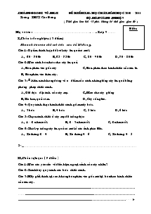 Đề kiểm tra học kỳ I năm học 2010 - 2011 bộ môn công nghệ 9