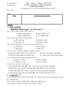 Đề kiểm tra học kỳ I năm học 2010 - 2011 môn: Công nghệ 8 trường THCS Thượng Lâm