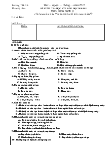 Đề kiểm tra học kỳ I năm học 2010-2011 môn: Công nghệ 8