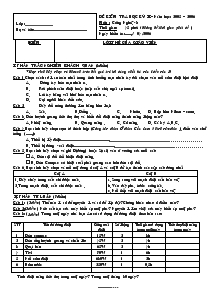 Đề kiểm tra học kỳ II năm học: 2005 – 2006 môn: Công nghệ 8