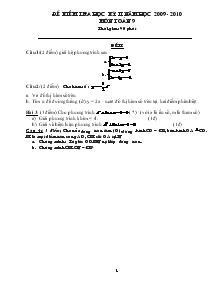 Đề kiểm tra học kỳ II năm học 2009 - 2010 môn toán 9 thời gian: 90 phút