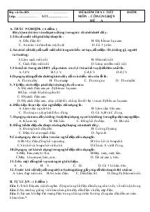 Đề kiểm tra I tiết môn : công nghệ 9 đề a