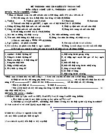 Đề thi chọn học sinh giỏi cấp thành phố môn: công nghệ lớp 9 – thời gian : 45 phút