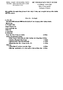 Đề thi học kì I thực hành năm học 2010-2011 môn: công nghệ 9 thời gian: 45phút