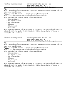 Đề thi học kì II năm học 2008 – 2009 môn: Công nghệ (khối 8) trường THCS Nhị Long B