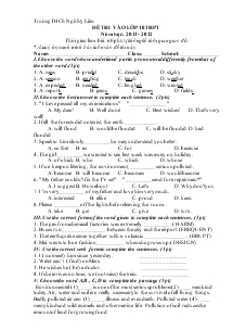 Đề thi vào lớp 10 THPT năm học: 2011 - 2012 thời gian làm bài: 60 phút