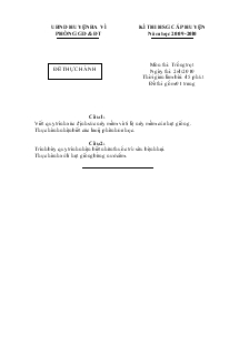 Kì thi học sinh giỏi cấp huyện năm học 2009-2010 môn thi: trồng trọt thời gian làm bài: 45 phút