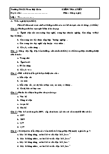 Kiểm tra 1 tiết môn : công nghệ trường THCS Phan Bội Châu