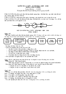 Kiểm tra 1 tiết - Năm học 2009 – 2010 môn: công nghệ 9