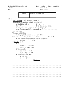 Kiểm tra 45 phút môn: Số học 6 - Trường THCS Thống Linh