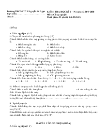 Kiểm tra học kì I năm học 2009 - 2010 môn: Công nghệ 8 trường THCS BTCS Nguyễn Bá Ngọc