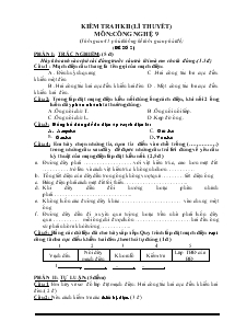 Kiểm tra học kì II (lí thuyết) môn: công nghệ 9