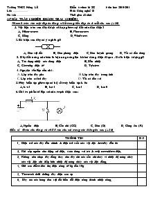 Kiểm tra học kì II môn Công nghệ 8 - Trường THCS Hưng Lễ