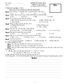 Kiểm tra học kì II môn: Công nghệ 8