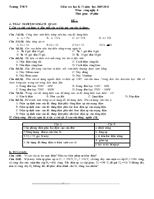 Kiểm tra học kì II năm học 2009 - 2010 môn: Công nghệ 8
