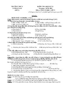 Kiểm tra học kỳ 2 năm học: 2010-2011 môn: công nghệ - lớp 9