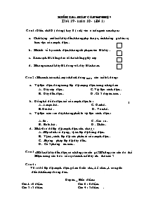 Kiểm tra môn công nghệ 9 tiết 19 - Tuần 10 - (đề 1)